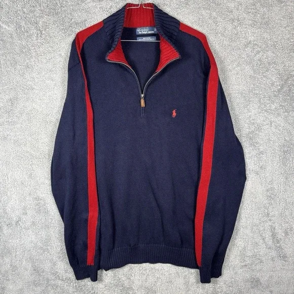 Ralph Lauren Sweater Mens 2XL XXL Vintage Polo Rugby Track Knit Pullover Jumper