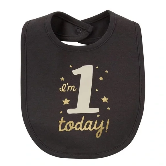 Carter’s Baby Boy One Size I'm 1 Today Birthday Bib Snap 100% Cotton Lined