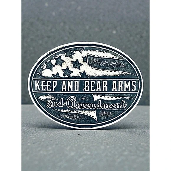 Montana Silversmiths Keep and Bear Arms 2nd Amendment Belt Buckle Silver NEW!