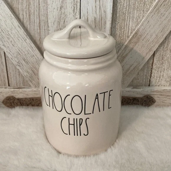 Rae Dunn Baby Size Ceramic Chocolate Chips Jar