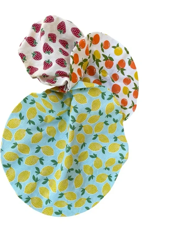 Fruit Pattern Reusable Cotton Bowl Covers Set of 3