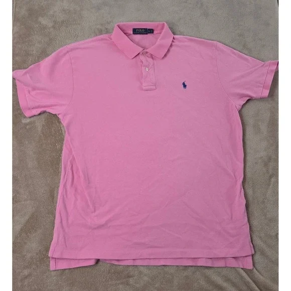 Polo Ralph Lauren Polo Shirt Men Size Large Pink Short Sleeve EUC