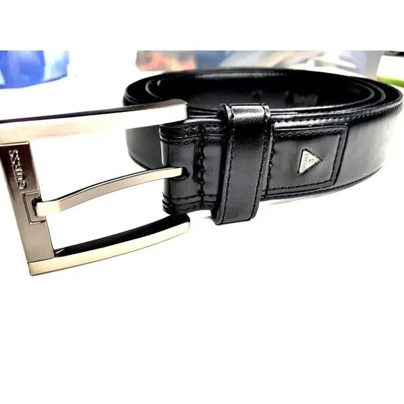 GUESS Men's Belt Black Faux Leather Belt Size L (38 - 40) BMHI (1.5 in. wide)