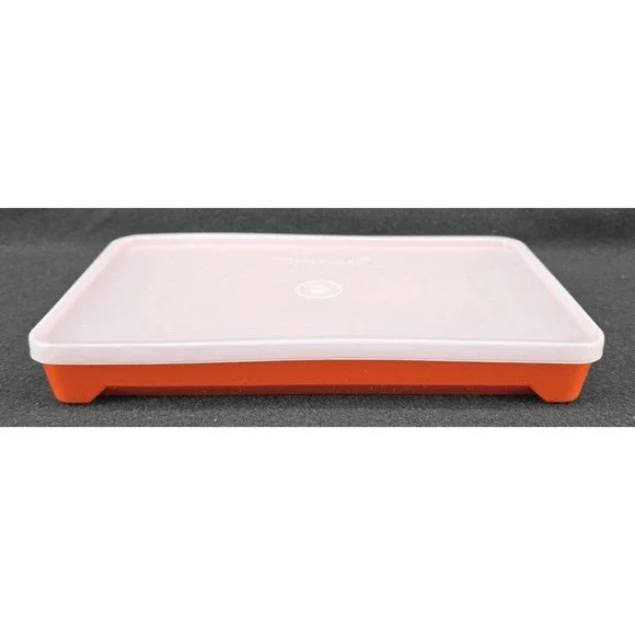 Vtg Tupperware Deli Meat Keeper 1292 W/Lid Paprika Orange Marinade Hot Dog Grill