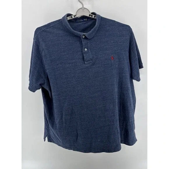 Ralph Lauren Polo Shirt Mens 3XB Blue Red Pony Golf Casual Short Sleeve Preppy