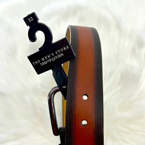 Bloomingdales Men's Store Leather Belt - Brown/Black - 32 - New with tags