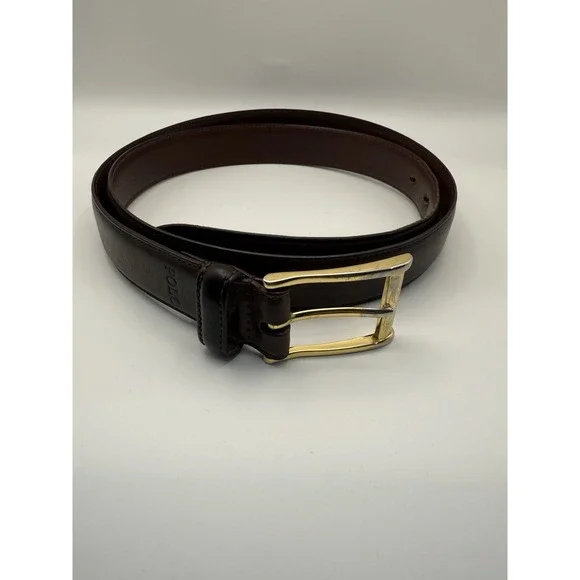 Polo Ralph Lauren Classic Brown Leather Belt Gold Buckle Leather Sz‎ 40