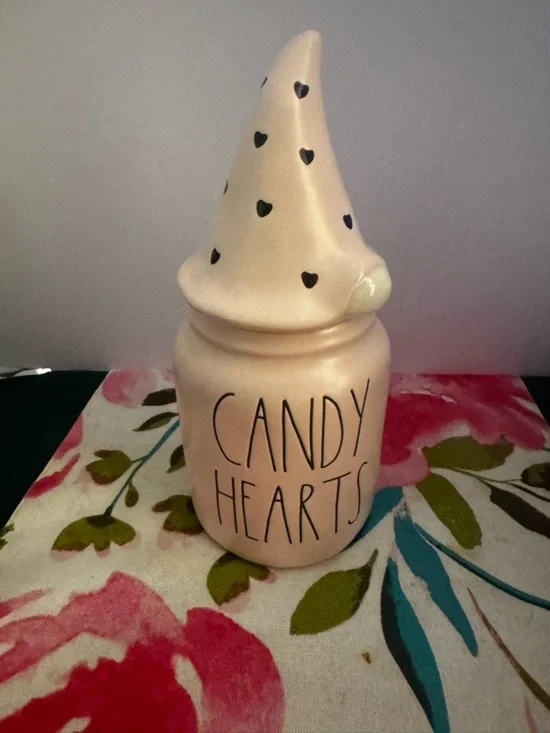 Rae Dunn CANDY HEARTS Gnome Topper Valentines Day Canister / Artisan Collection