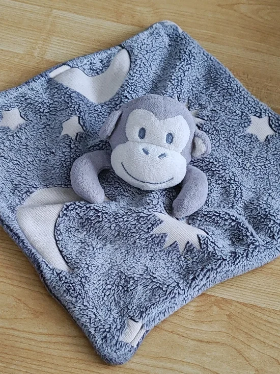 glow In The Dark Bed Bubs Monkey Lovey Plush Baby Security Blanket Moon Stars