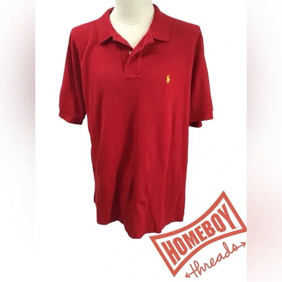 Polo by Ralph Lauren Men's Red Polo Shirt Size XL