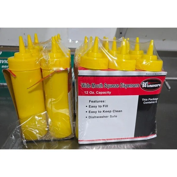 Winware Wide Mouth Squeeze Dispenser 18-12‎ Oz. Capacity Bottle Set New