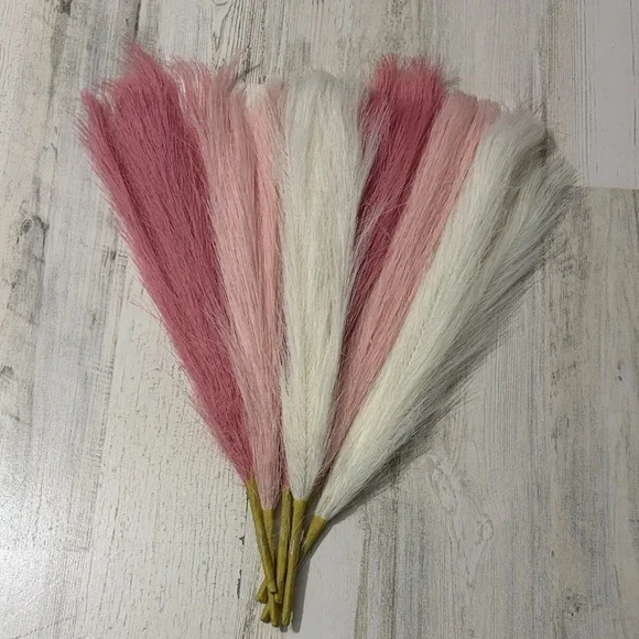 Pink and White Decorative Pampas Grass