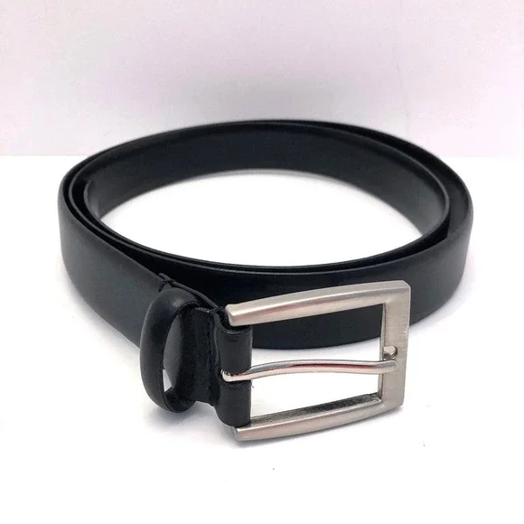 Black Italian Leather Belt‎ Mens 44, 1-1/8