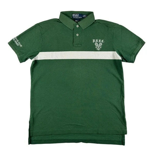 Polo Ralph Lauren Polo Shirt Mens Medium Tennis Club Crest Logo Custom Fit