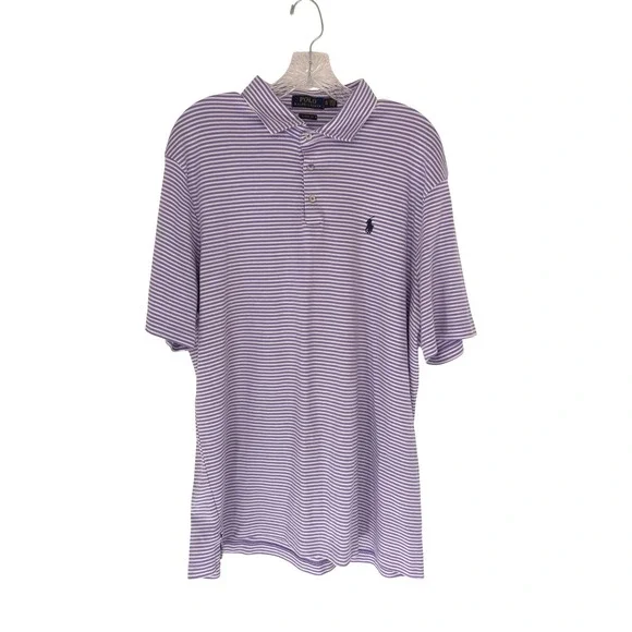Polo Ralph Lauren Polo Shirt Men's‎ Short Sleeve Purple Striped Classic Fit XL