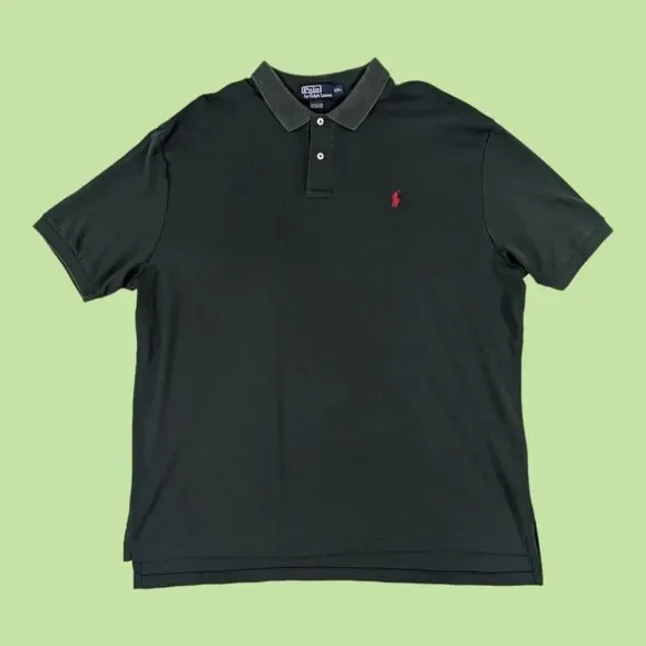 Vintage Polo Ralph Lauren Polo Shirt Men's 2XL‎ Green Short Sleeve