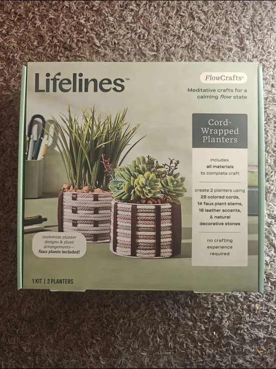 Lifelines Adult Melissa & Doug Cord-Wrapped Planters Kit - Cream & Brown