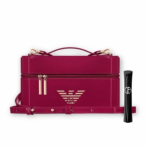 Emporio Armani Fuchsia Patent Vanity Case and mascara full size