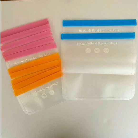 NEW Frosted with Accent Color 12 each Reusable Food Storage Bags