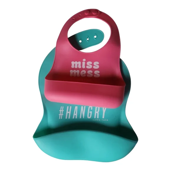 Silicone Bibs- Pink Bella Tunno And Teal Simka Rose