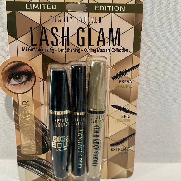 NWT Beauty Evolved 3 Piece Lash Glam Mascaras w/volume, lengthening, cur…