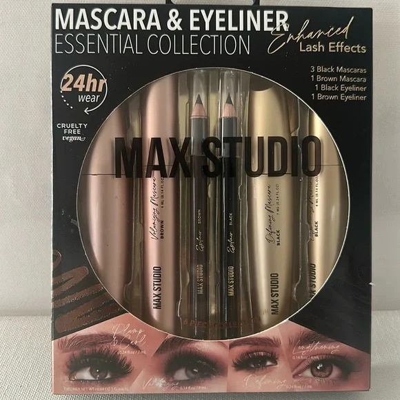 Max Studio Mascara & Eyeliner Essential Collection 24 hr wear.