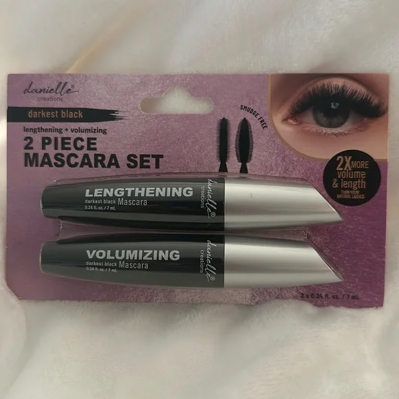 NWT DANIELLE CREATIONS 2 Piece Mascara Set in Darkest Black.