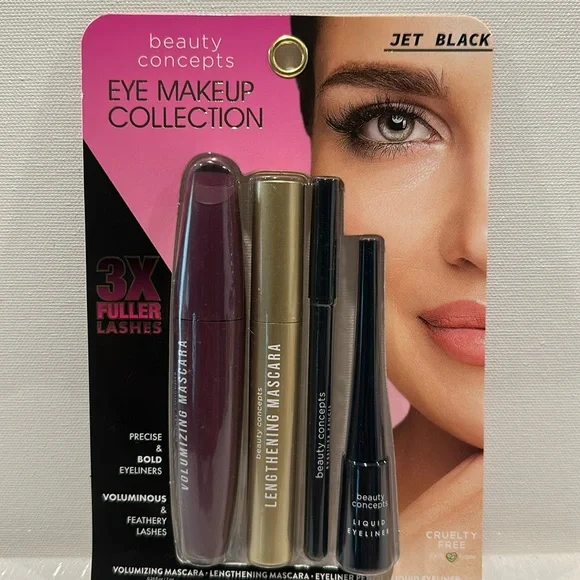 Beauty Concepts Eye Makeup Collection W/liquid Eye liners, Mascara and Pencil.