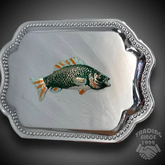 Vintage Belt‎ Buckle Bass Fish Fishing Smooth Mirror-Like Finish Western Gift