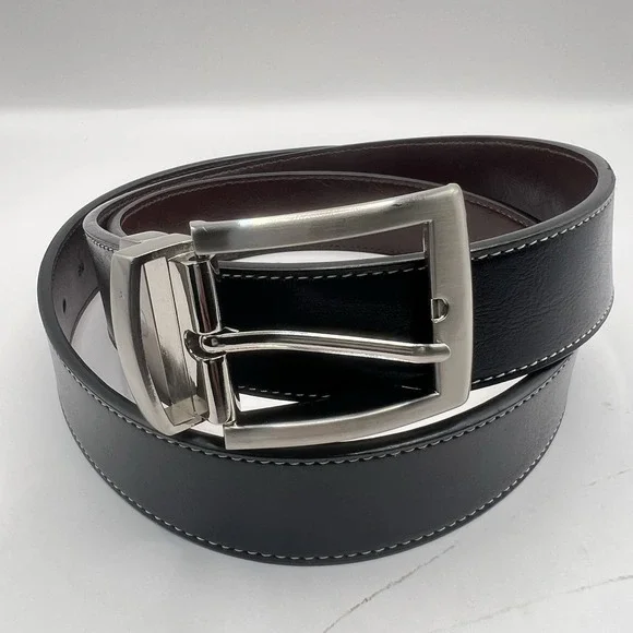 Swiss Gear Reversible Leather Belt XXL Black Brown Contrast Stitching