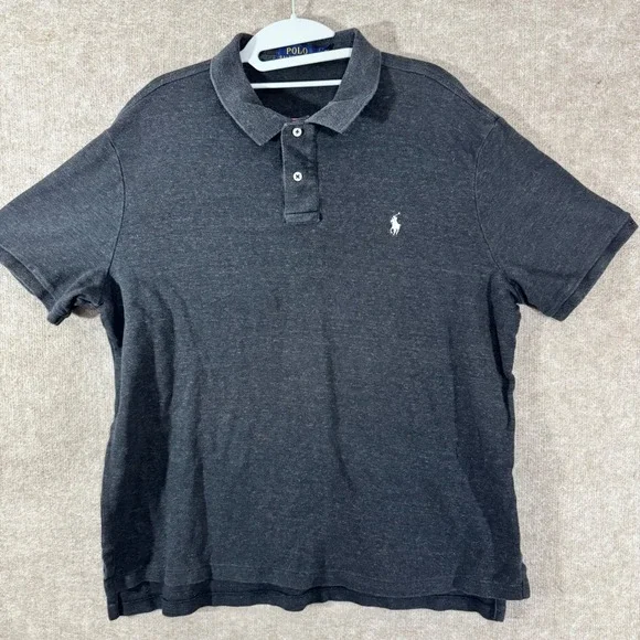 Polo Ralph Lauren Polo Shirt Mens XL Charcoal Grey Cotton Short Sleeve Prep