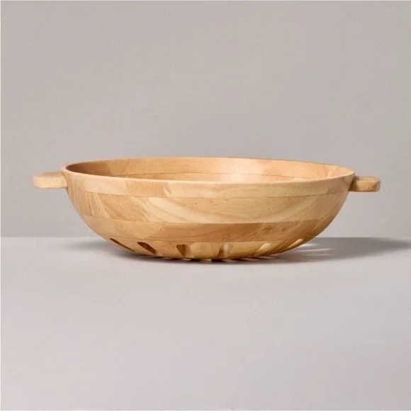 42oz Wooden Harvest Light Wood Berry Bowl Natural - Hearth & Hand™ with Magnolia