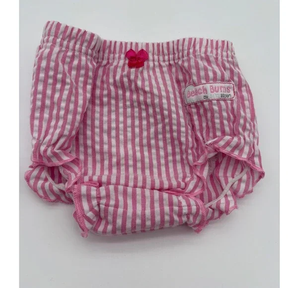 Baby Aspen Diaper Cover Baby‎ 0-6M Pink Excellent Seersucker Crab Beach Bums