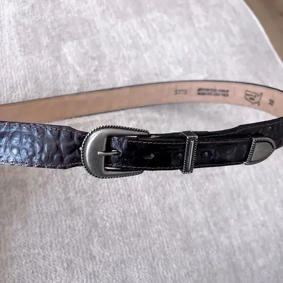 Alligator Grain Bonded Leather Western Belt size 38 Made in the USA Brownish