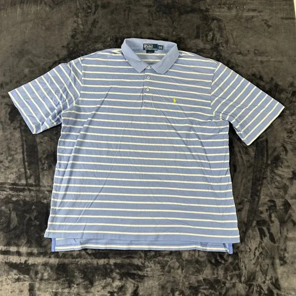Polo Ralph Lauren Polo Shirt Mens XXL Blue Striped Pima Cotton Golf Fit
