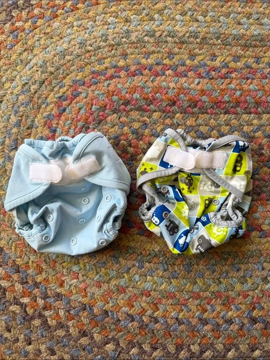 Rump-a-rooz Reusable Kids Cloth Diaper Cover One Size Blue Robot Lot of 2