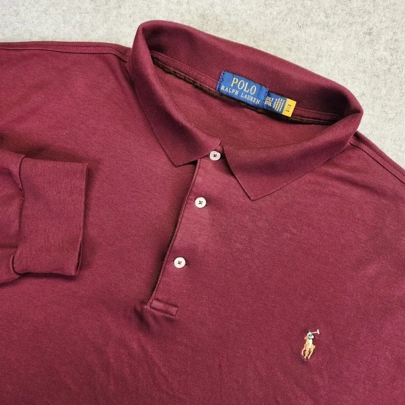 Polo Ralph Lauren Men's 3XLT‎ Long Sleeve Polo Shirt Burgundy Classic Fit