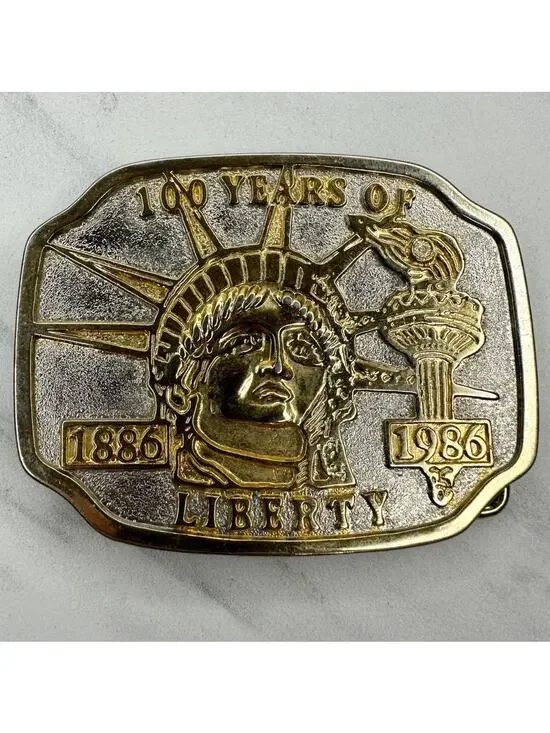 Vintage 100 Years of Liberty 1886 1986 Belt Buckle