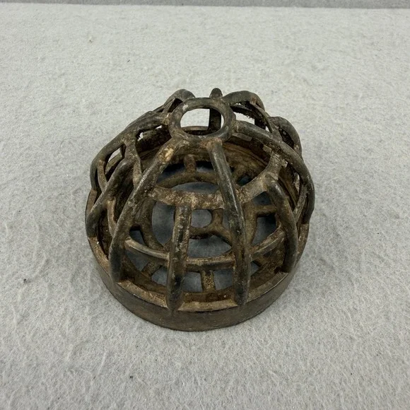Vintage Metal Cage Flower Frog Round Dome Beehive Floral Arranger Primitive 2.5