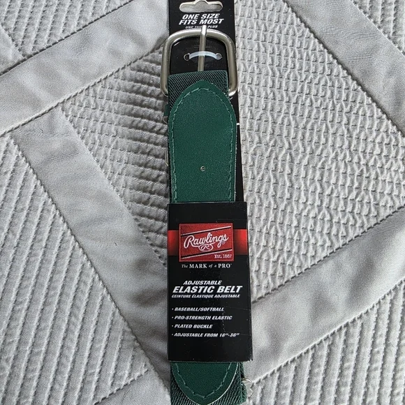 NWT Rawlings Adult Baseball/Softball Adjustable Elastic Belt In Dark Green
