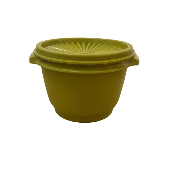 Vintage Tupperware Servalier Bowl 886 w/ 812 Lid Harvest Green‎ 1970s USA Retro
