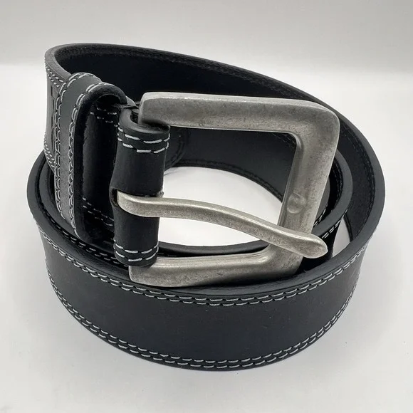 Timberland Pro Full Grain Leather Belt 46 Black Contrast Stitching Workwear