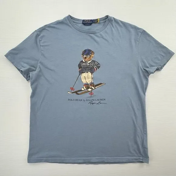 Polo Ralph Lauren Polo Bear Ski T Shirt Mens M Blue Classic Fit Graphic Tee