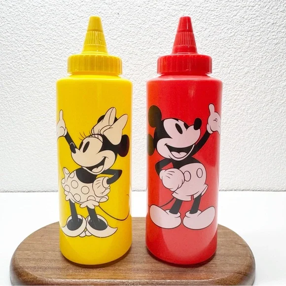 Disney Mickey Minnie Fort Wilderness Ketchup Mustard Bottles