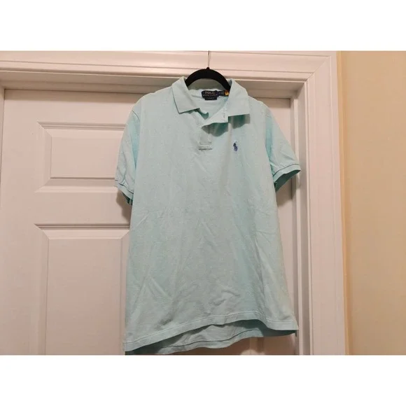 Polo Ralph Lauren Mens Classic Fit Short Sleeve Polo Shirt Aqua Blue Size M