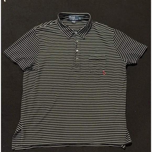 Polo Ralph Lauren Vintage Anchor Collection Black White Stripe Mens XL