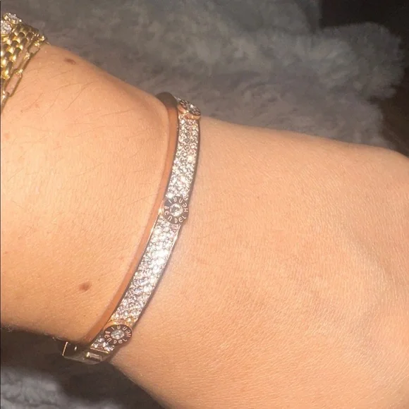 LUX BANGLE✨Rose Gold screw rivet pave crystal BRACELET love bangle Henri bendel
