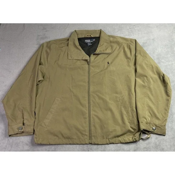 Polo Ralph Lauren Jacket Mens XL Khaki Bi Swing‎ Mesh Lined Windbreaker Outdoor
