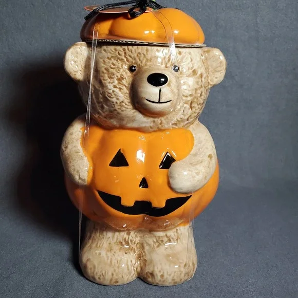 Tiktok Viral Halloween Creepy Critters Pumpkin Bear Cookie Jar 72oz