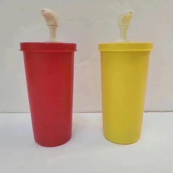 Tupperware Vintage Ketcup & Mustard Dispensers Used but working condition